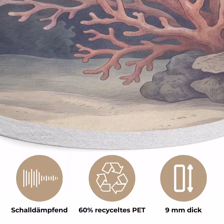 Koraal - Onderwater - Natuur - Roze Akoestische PET Vilt - Rond klein -closeup_DE