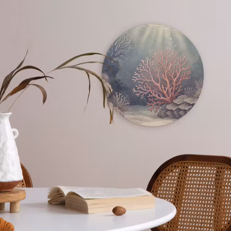 Koraal - Onderwater - Natuur - Roze Akoestische PET Vilt - Rond klein -sfeer3
