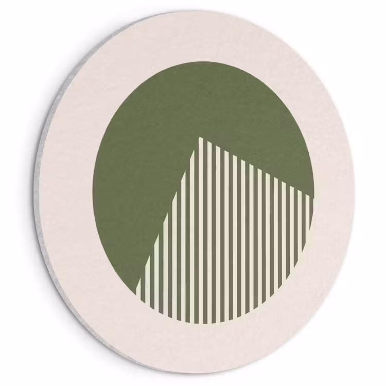 Cirkel - Strepen - Geometrisch - Abstract - Groen Akoestische PET Vilt - Rond klein -3d