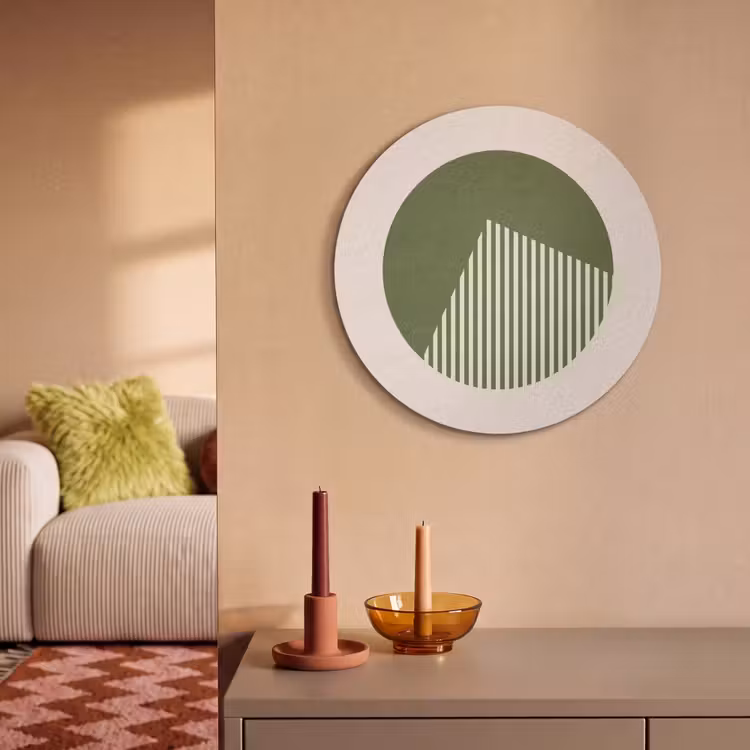 Cirkel - Strepen - Geometrisch - Abstract - Groen Akoestische PET Vilt - Rond klein -sfeer1