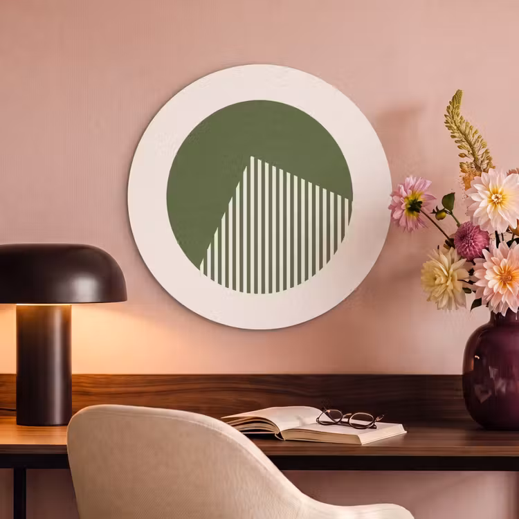 Cirkel - Strepen - Geometrisch - Abstract - Groen Akoestische PET Vilt - Rond klein -sfeer3
