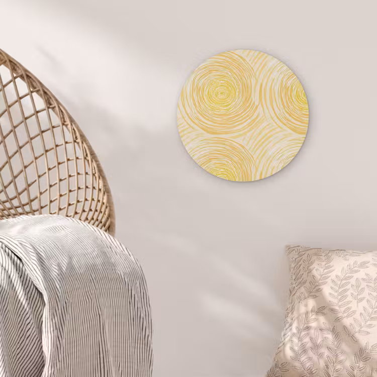 Cirkels - Abstract - Artistiek - Geel Akoestische PET Vilt - Rond klein 838 -sfeer4