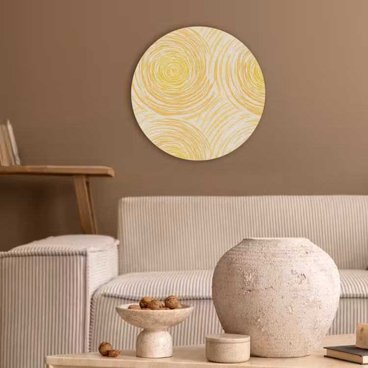 Cirkels - Abstract - Artistiek - Geel Akoestische PET Vilt - Rond klein 838 -sfeer1