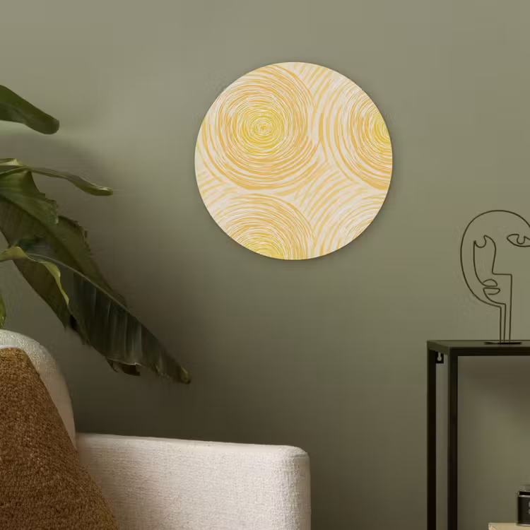 Cirkels - Abstract - Artistiek - Geel Akoestische PET Vilt - Rond klein 838 -sfeer2