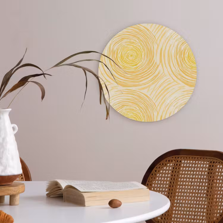 Cirkels - Abstract - Artistiek - Geel Akoestische PET Vilt - Rond klein 838 -sfeer3