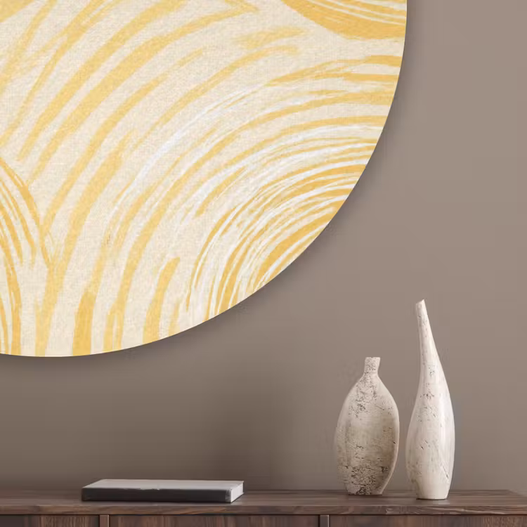 Cirkels - Abstract - Artistiek - Geel Akoestische PET Vilt - Rond klein 838 -sfeer5_closeup
