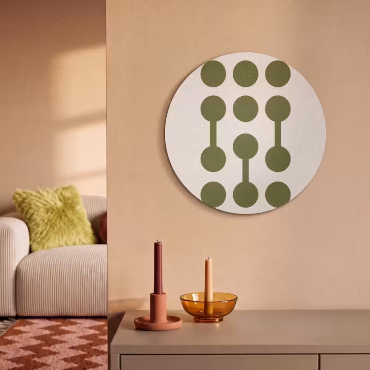 Cirkels - Geometrisch - Abstract - Modern - Groen Akoestische PET Vilt - Rond klein -sfeer1
