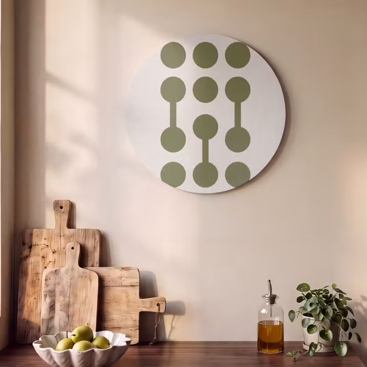 Cirkels - Geometrisch - Abstract - Modern - Groen Akoestische PET Vilt - Rond klein -sfeer2