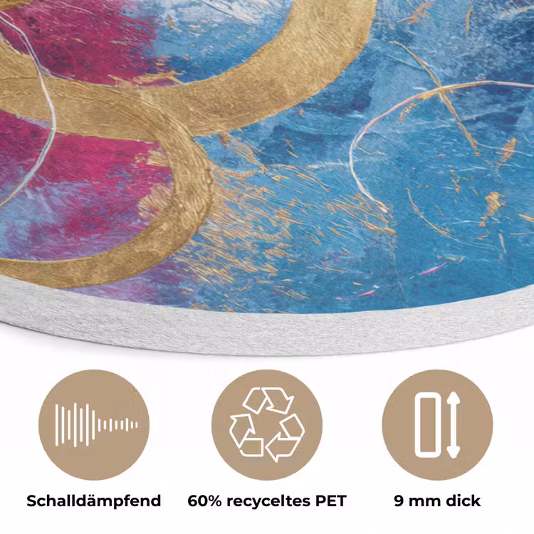 Cirkels - Goud - Abstract Akoestische PET Vilt - Rond klein -closeup_DE