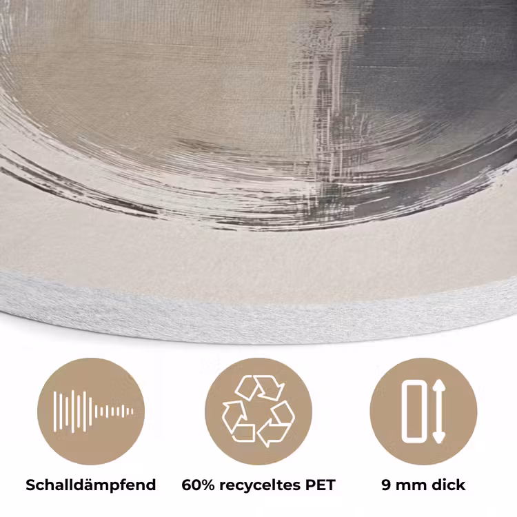 Cirkels - Strepen - Minimalistisch - Zwart Akoestische PET Vilt - Rond klein -closeup_DE