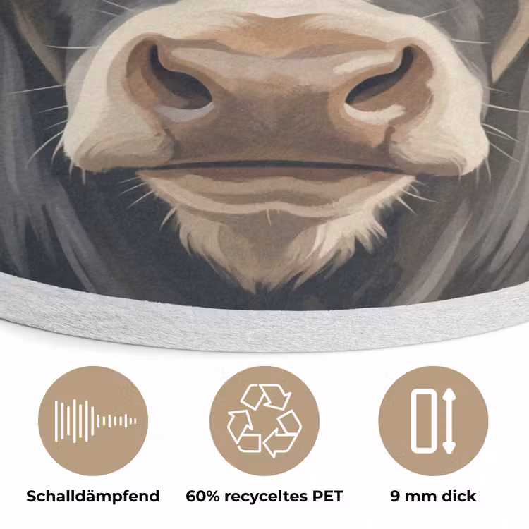 Koe - Portret - Dieren - Modern Akoestische PET Vilt - Rond klein -closeup_DE