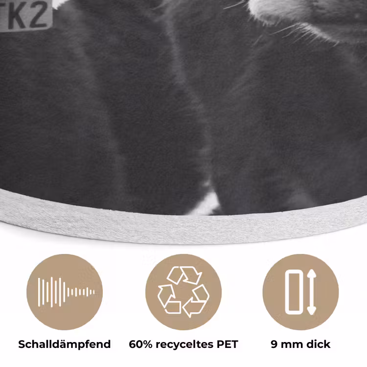 Koeien - Zwart - Wit Akoestische PET Vilt - Rond klein -closeup_DE