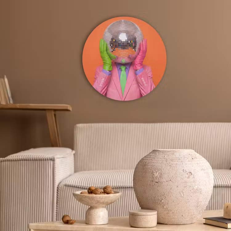 Kunst - Disco bal - Kleurrijk - Modern - Studio Akoestische PET Vilt - Rond klein -sfeer1