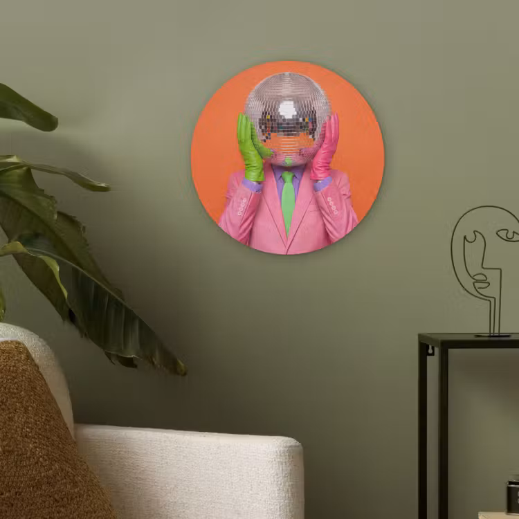 Kunst - Disco bal - Kleurrijk - Modern - Studio Akoestische PET Vilt - Rond klein -sfeer2