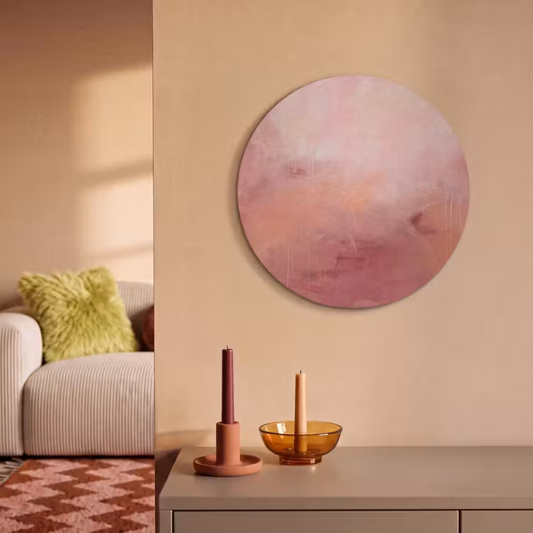 Kunst - Vloeiend - Pastel - Abstract Akoestische PET Vilt - Rond klein -sfeer1