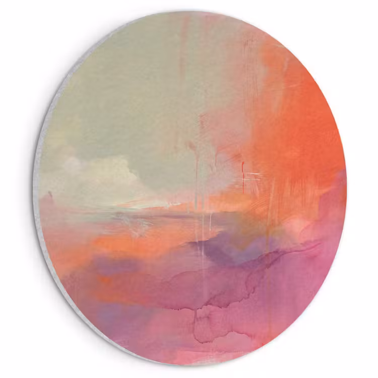 Kunst - Vloeiend - Overgangen - Oranje Akoestische PET Vilt - Rond klein -3d