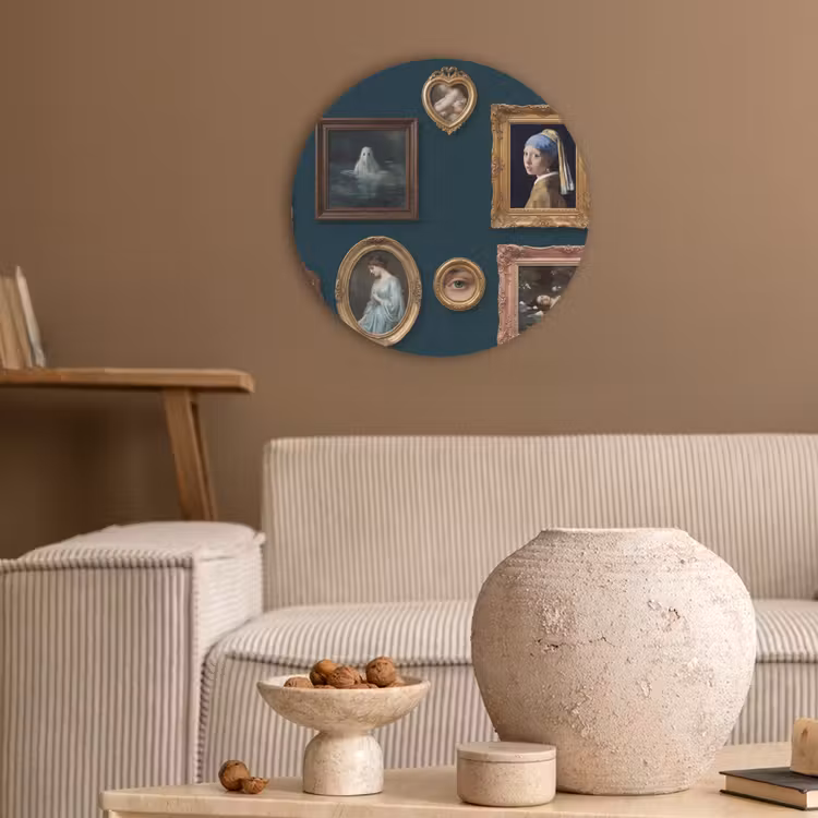 Kunst - Schilderijen - Decoratie - Klassiek - Groen Akoestische PET Vilt - Rond klein -sfeer1
