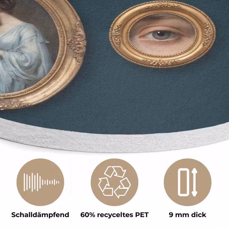 Kunst - Schilderijen - Decoratie - Klassiek - Groen Akoestische PET Vilt - Rond klein -closeup_DE
