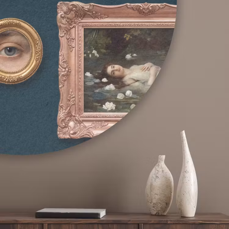 Kunst - Schilderijen - Decoratie - Klassiek - Groen Akoestische PET Vilt - Rond klein -sfeer5_closeup