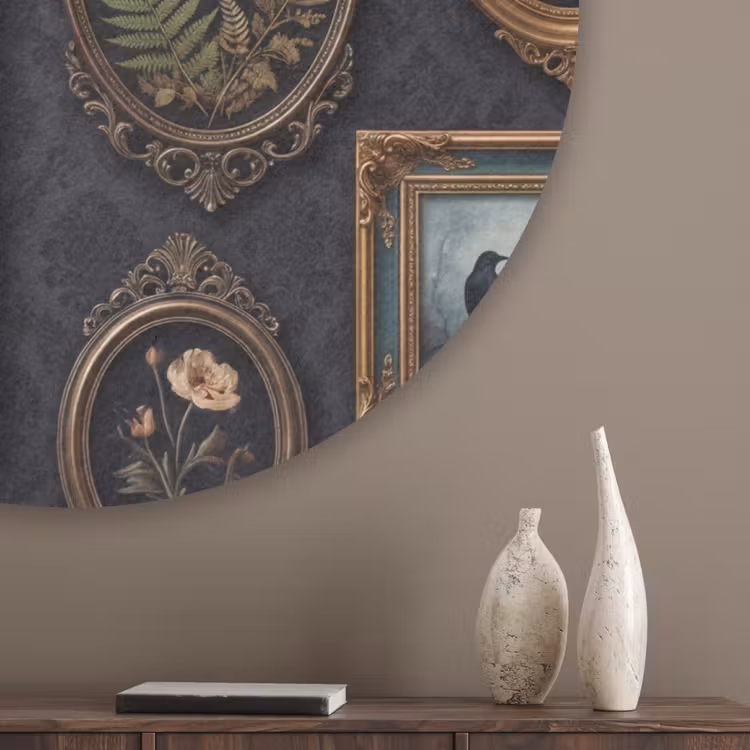 Kunst - Collectie - Vintage - Klassiek - Donker Akoestische PET Vilt - Rond klein -sfeer5_closeup
