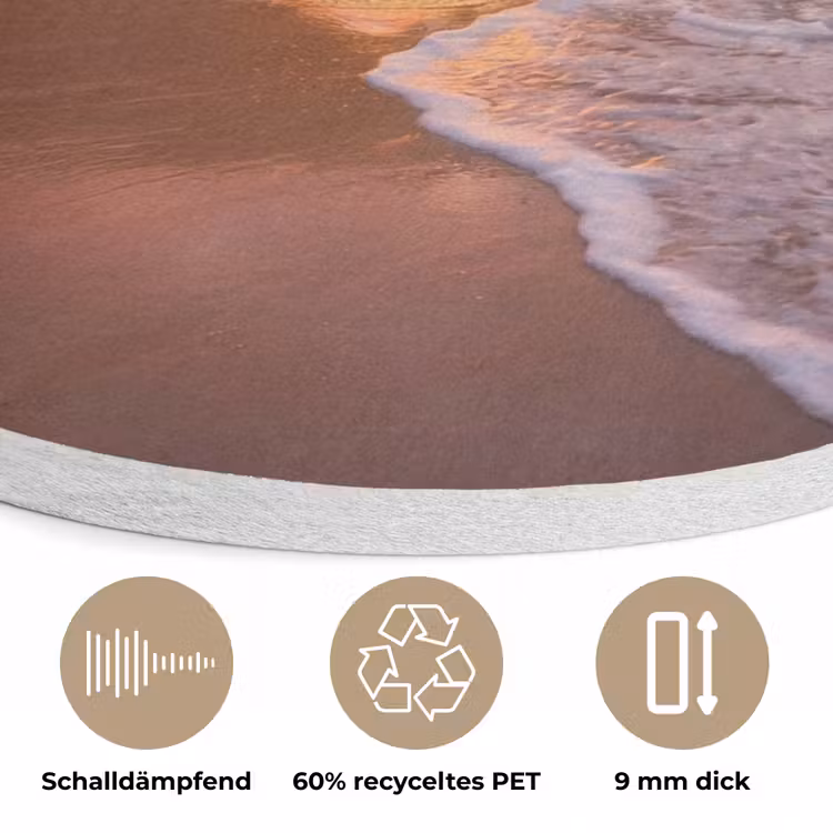 Kust - Rots - Zonsondergang - Zee - Natuur Akoestische PET Vilt - Rond klein -closeup_DE