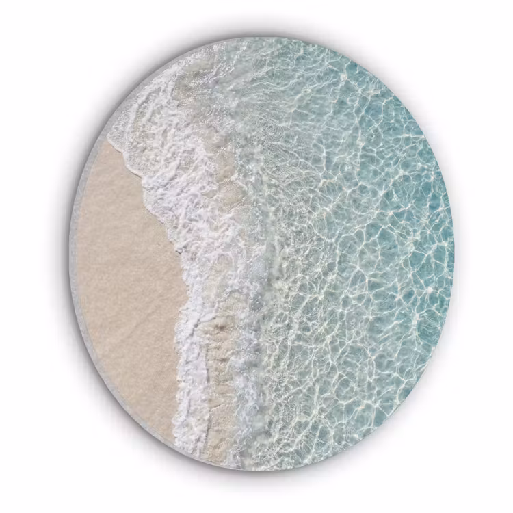 Kust - Zand - Blauw Akoestische PET Vilt - Rond klein -3d