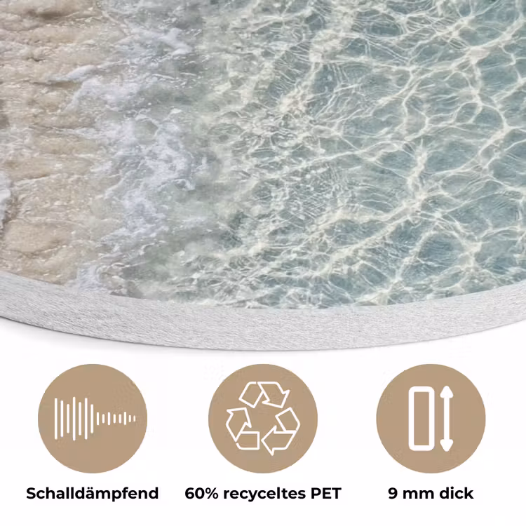 Kust - Zand - Blauw Akoestische PET Vilt - Rond klein -closeup_DE