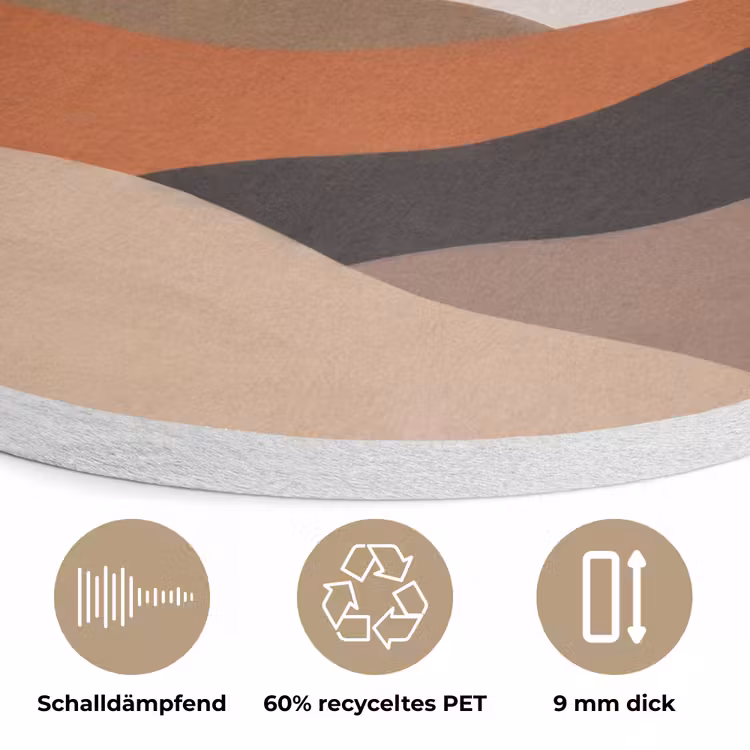 Landschap - Heuvels - Zon - Abstract - Oranje Akoestische PET Vilt - Rond klein -closeup_DE