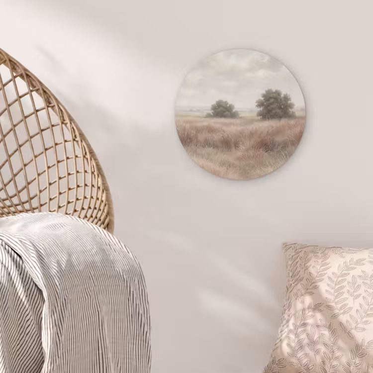 Landschap - Minimalistisch - Beige Akoestische PET Vilt - Rond klein -sfeer4