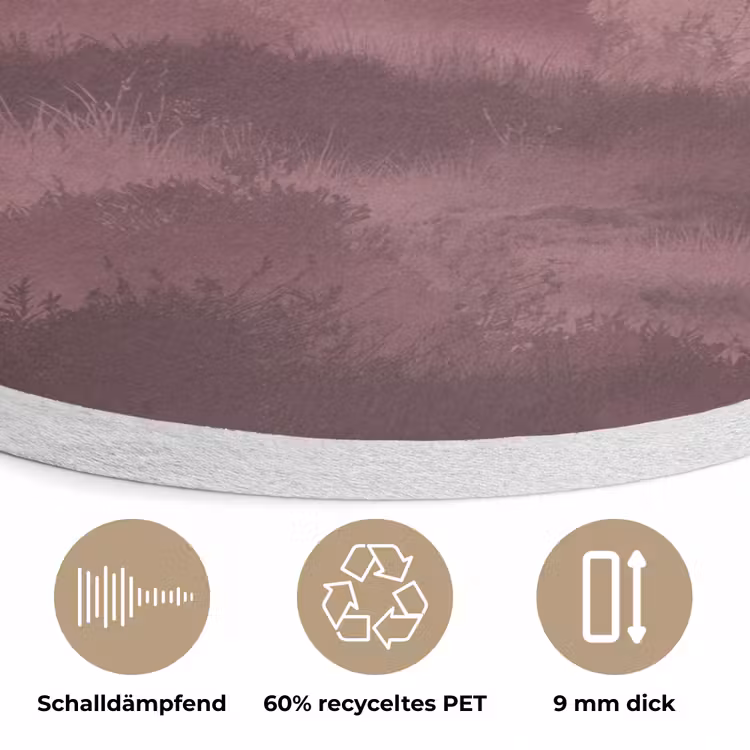 Landschap - Mistig - Roze Akoestische PET Vilt - Rond klein -closeup_DE