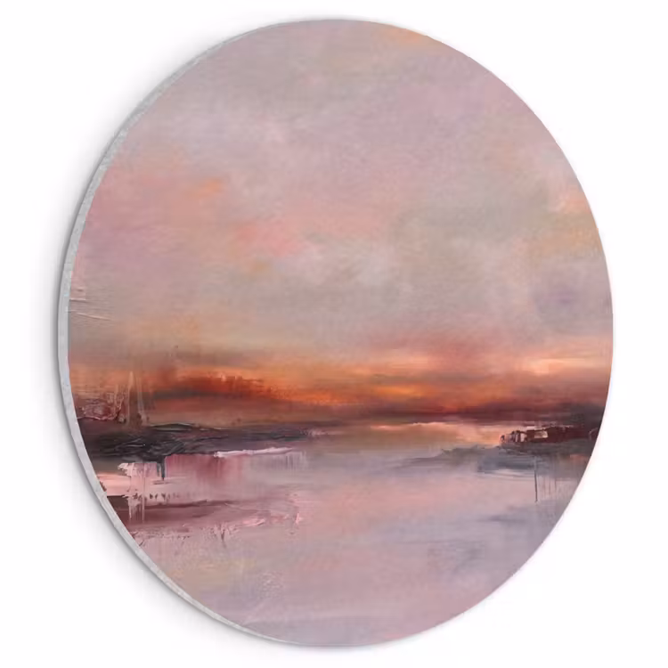 Landschap - Zonsondergang - Abstract - Modern - Roze Akoestische PET Vilt - Rond klein -3d