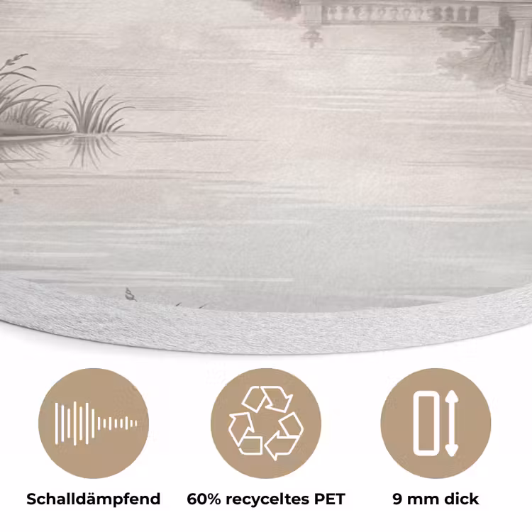 Landschap - Water - Natuur - Sepia Akoestische PET Vilt - Rond klein -closeup_DE