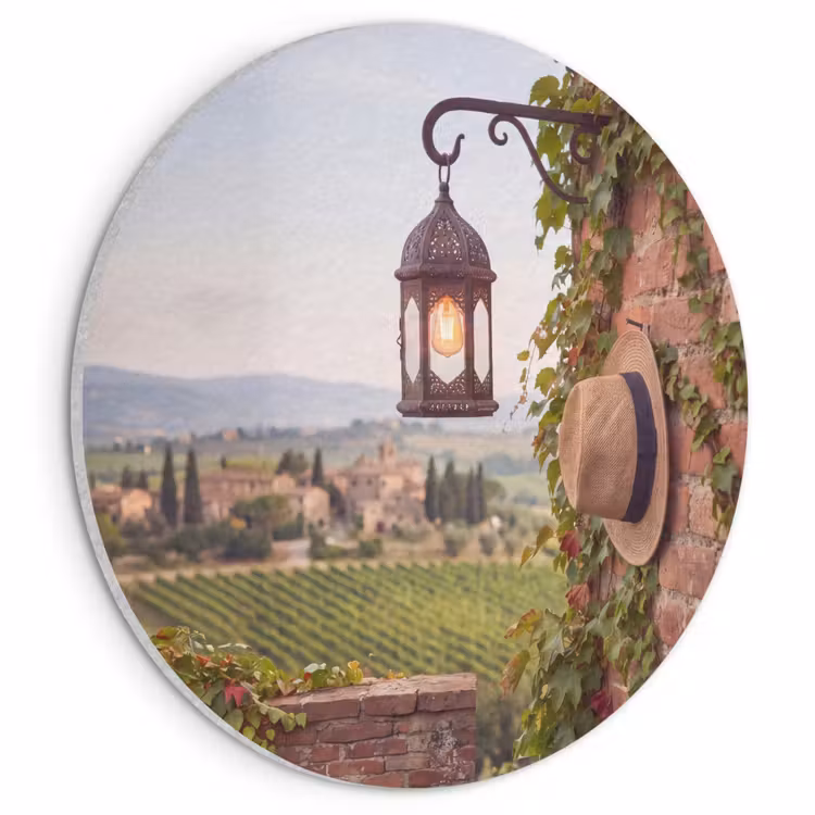 Lantaarn - Wijngaard - Landschap - Italiaans Akoestische PET Vilt - Rond klein -3d