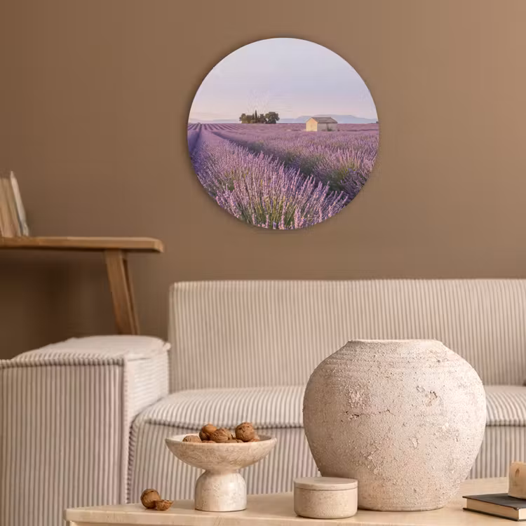 Lavendel - Landschap - Sereen - Paars Akoestische PET Vilt - Rond klein -sfeer1