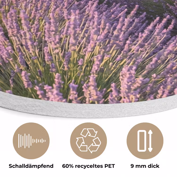 Lavendel - Landschap - Sereen - Paars Akoestische PET Vilt - Rond klein -closeup_DE