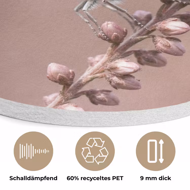 Lavendel - Vlinder - Paars Akoestische PET Vilt - Rond klein -closeup_DE