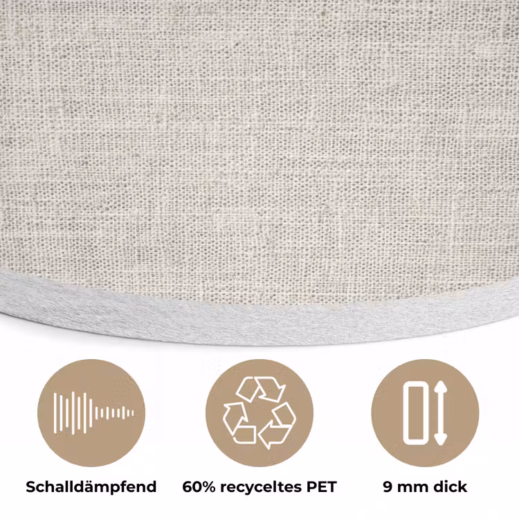 Linnen - Textuur - Beige Akoestische PET Vilt - Rond klein 838 -closeup_DE