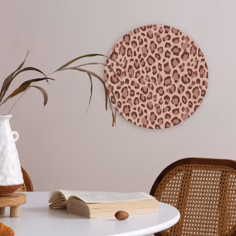 Luipaard - Patroon - Roze Akoestische PET Vilt - Rond klein 838 -sfeer3