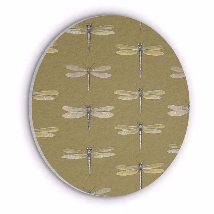 Libellen - Patroon - Groen Akoestische PET Vilt - Rond klein 838 -3d