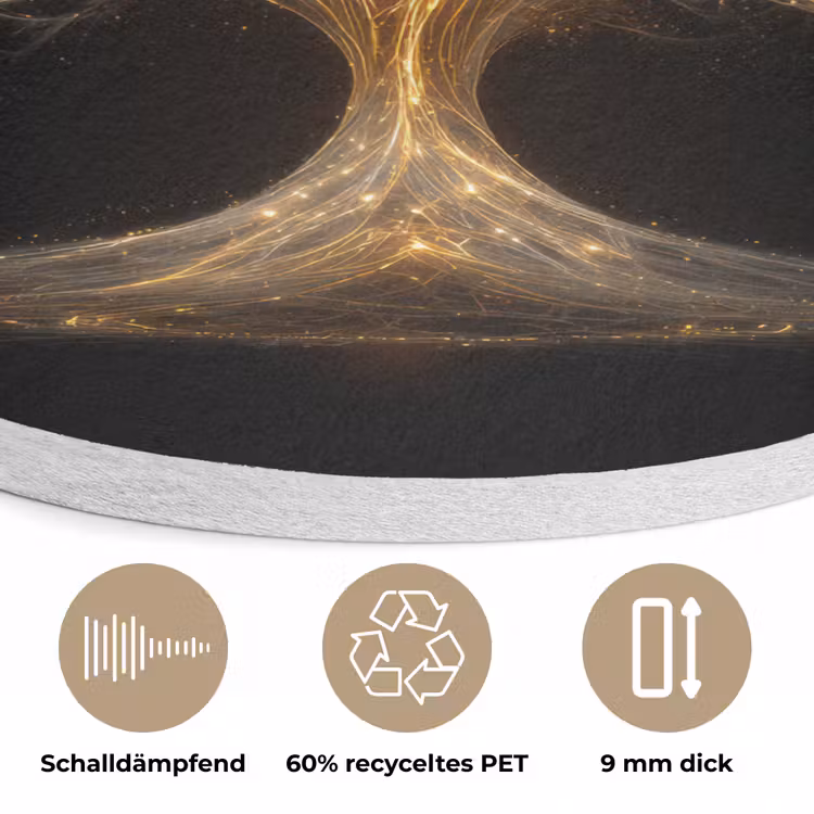 Lichtjes - Boom - Abstract - Zwart Akoestische PET Vilt - Rond klein -closeup_DE