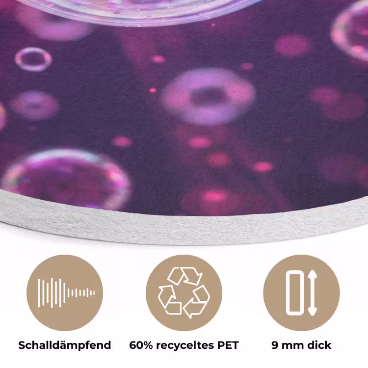 Paars - Bubbels - Schuim Akoestische PET Vilt - Rond klein -closeup_DE