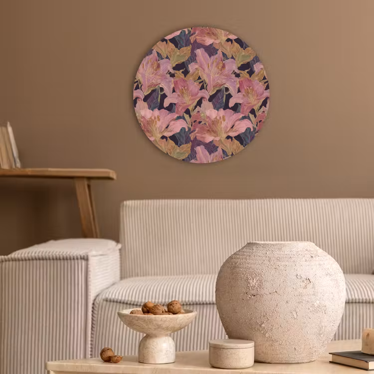 Lelies - Patroon - Roze - Goud Akoestische PET Vilt - Rond klein 838 -sfeer1