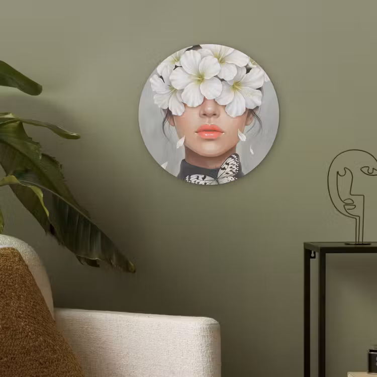 Lelies - Portret - Wit Akoestische PET Vilt - Rond klein -sfeer2
