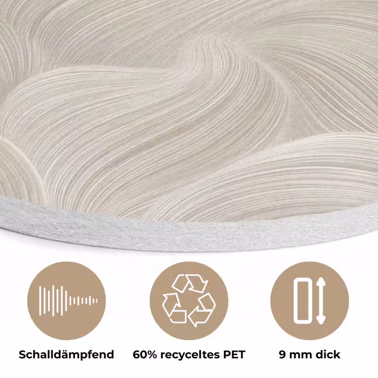Lijnen - Waaier - Beige Akoestische PET Vilt - Rond klein 838 -closeup_DE