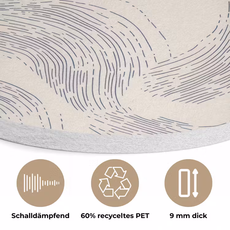 Lijnen - Patroon - Beige - Minimalistisch Akoestische PET Vilt - Rond klein 838 -closeup_DE