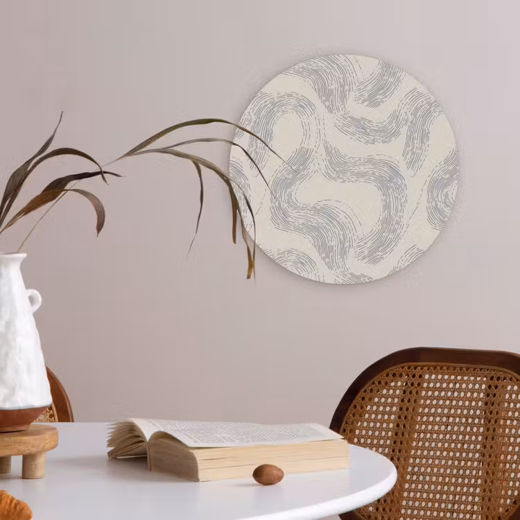 Lijnen - Patroon - Beige - Minimalistisch Akoestische PET Vilt - Rond klein 838 -sfeer3