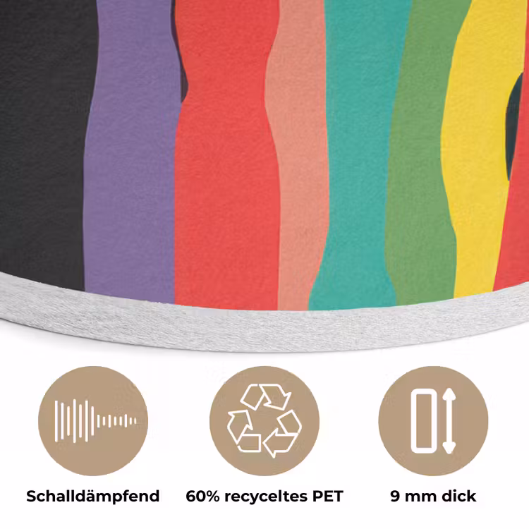 Lippen - Kleuren - Zwart Akoestische PET Vilt - Rond klein -closeup_DE