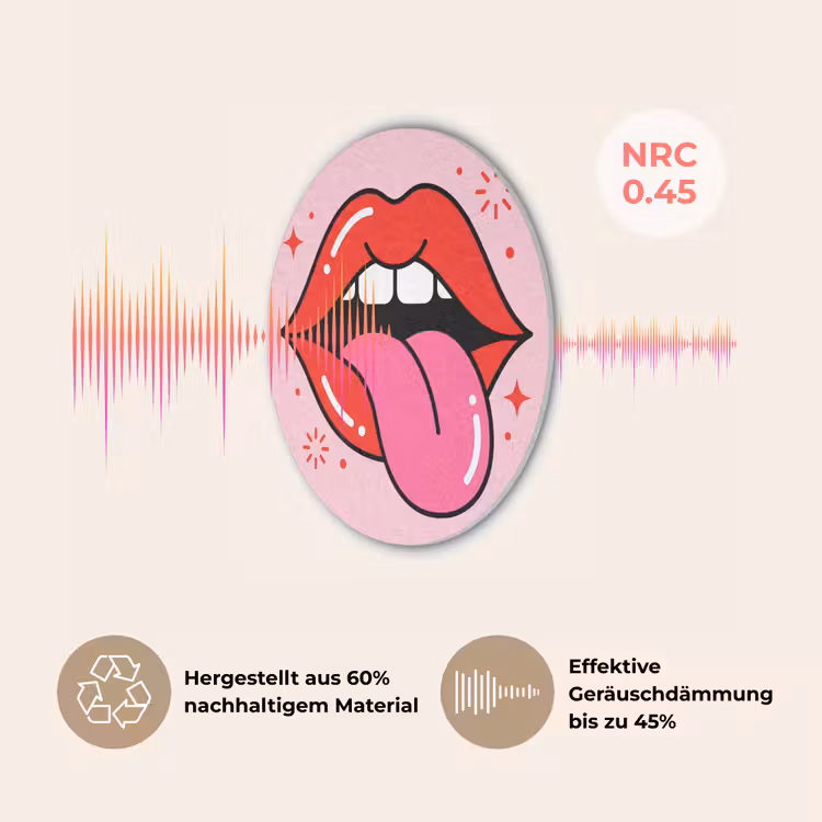 Lippen - Tong - Pop-art - Kleurrijk - Roze Akoestische PET Vilt - Rond klein -USP_DE