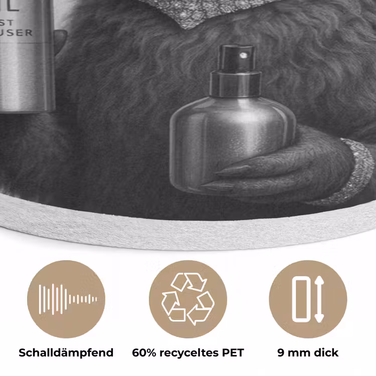 Lama - Flessen - Zwart - Wit Akoestische PET Vilt - Rond klein -closeup_DE