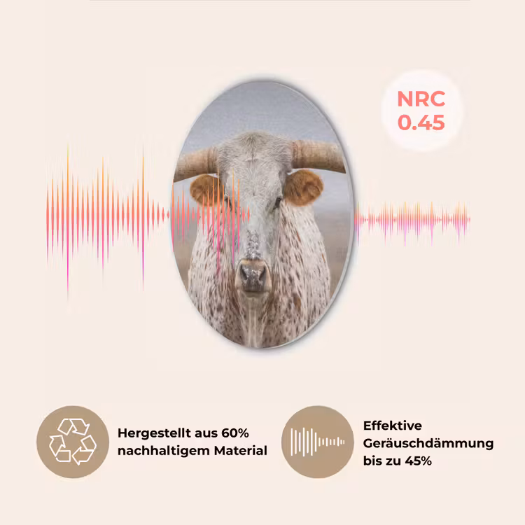 Longhorn - Grasveld - Dier Akoestische PET Vilt - Rond klein -USP_DE